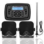 Boats Marine Radio Bluetooth and Speakers Audio System Package - Waterproof Marine Stereo Receiver+
