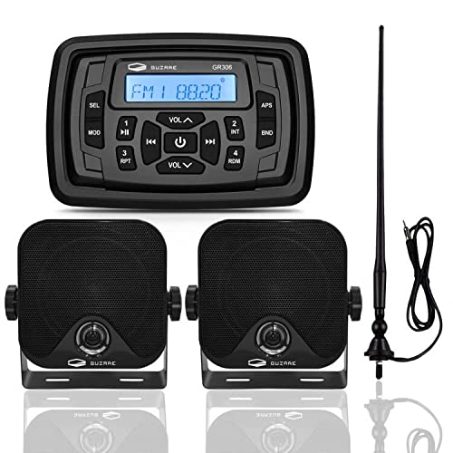 Boats Marine Radio Bluetooth and Speakers Audio System Package - Waterproof Marine Stereo Receiver+