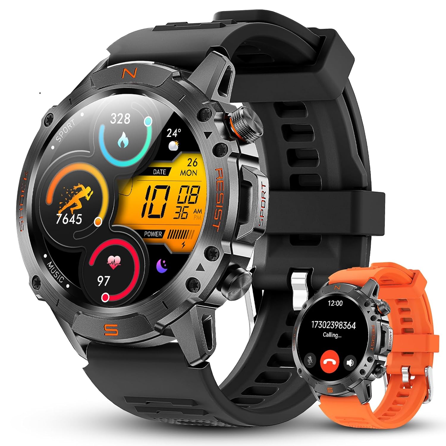 WalkerFit Smart Watch for Men, 1.43" Round AMOLED, 5ATM Waterproof, Heart Rate & Sleep Monitor,Long