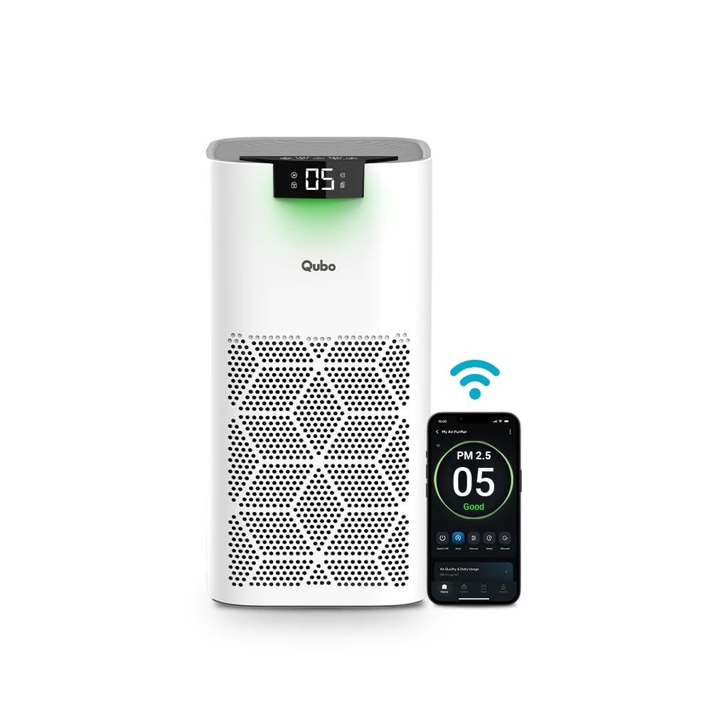 Qubo Smart Air Purifier Q500 for Home by Hero Group | Q500 Sq Ft | 99.99% Allergen Removal | True HE