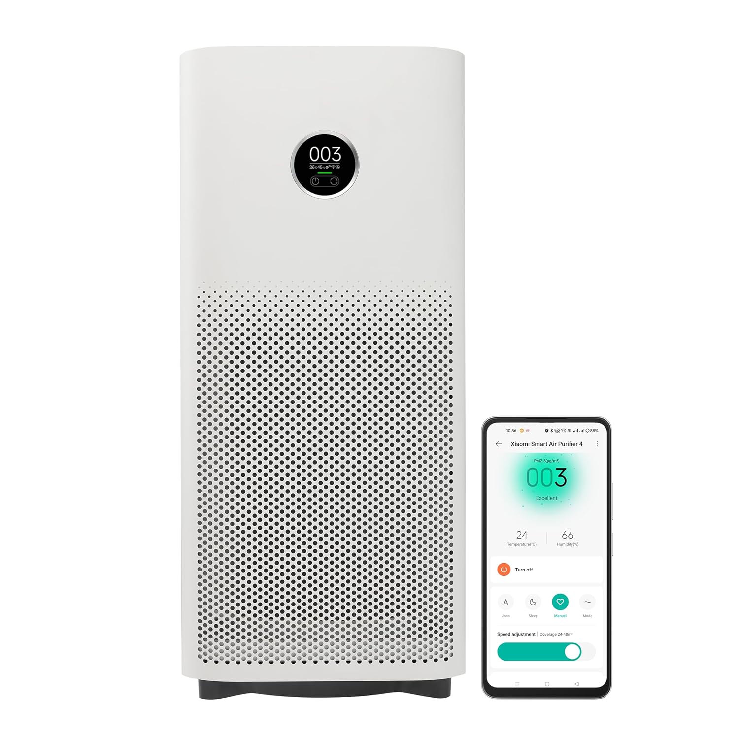 Xiaomi Smart Air Purifier 4, Best Purified Air Delivery Rate 387 m3/hr, True HEPA, traps 99.99% Viru