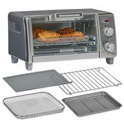 BLACK+DECKER TO1787SS 4-Slice Air Toaster Oven, 5 Cooking Functions, 30 Minute Timer, Stainless Stee