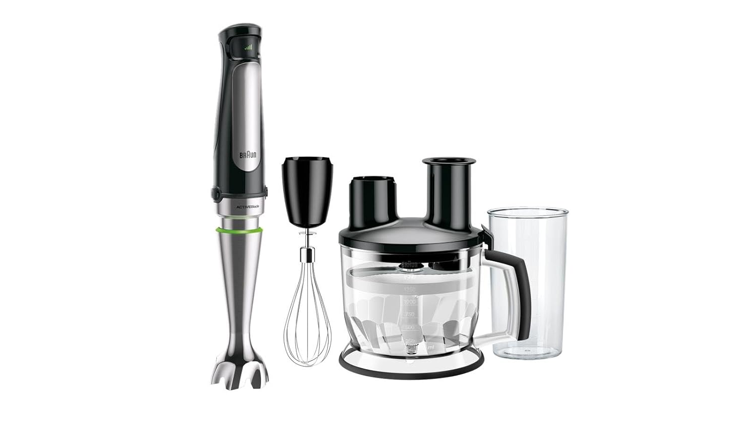Braun MultiQuick 7 Hand Blender 1000W with Beaker, 1.5L Food Processor, Whisk, ActiveBlade, Easy Sma