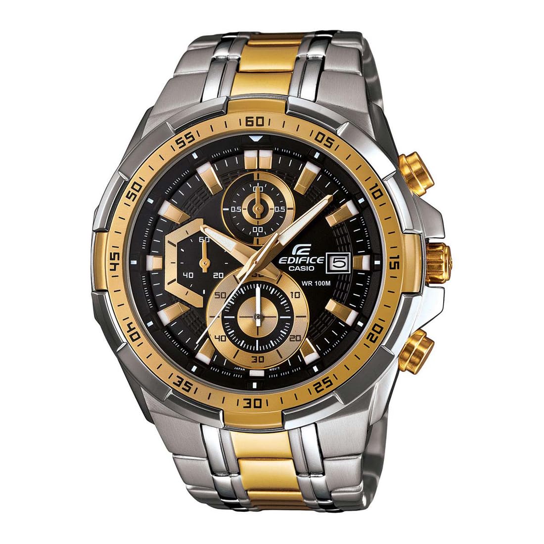 Casio EDifice EFR-539SG-1AVUDF Black Analog Dial Dual Tone Stainless Steel Band Men's Watch Chronogr