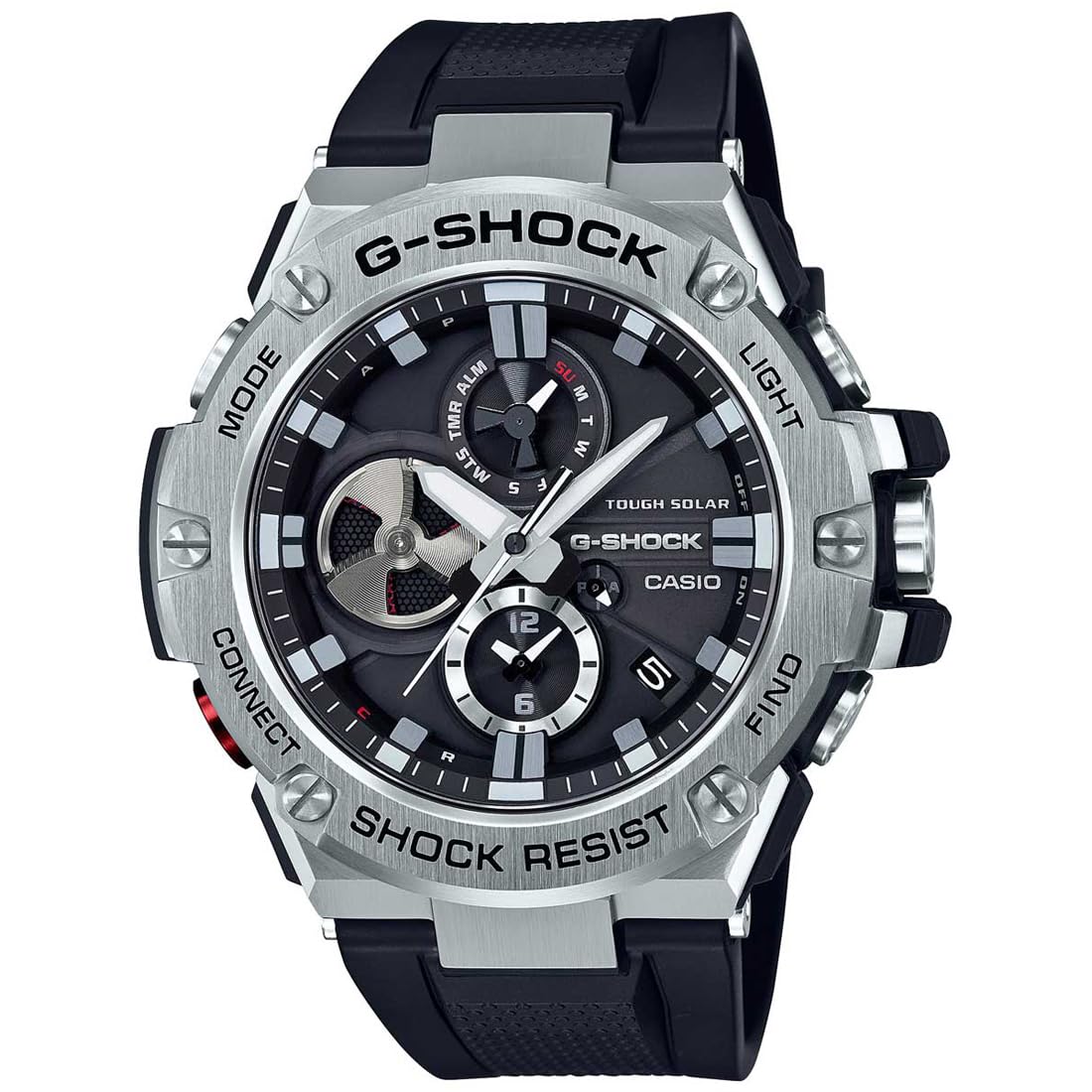 Casio G-Shock GST-B100-1ADR Metal Ip Black Analog Dial Black Resin Strap Men's Watch Tough Solar Blu