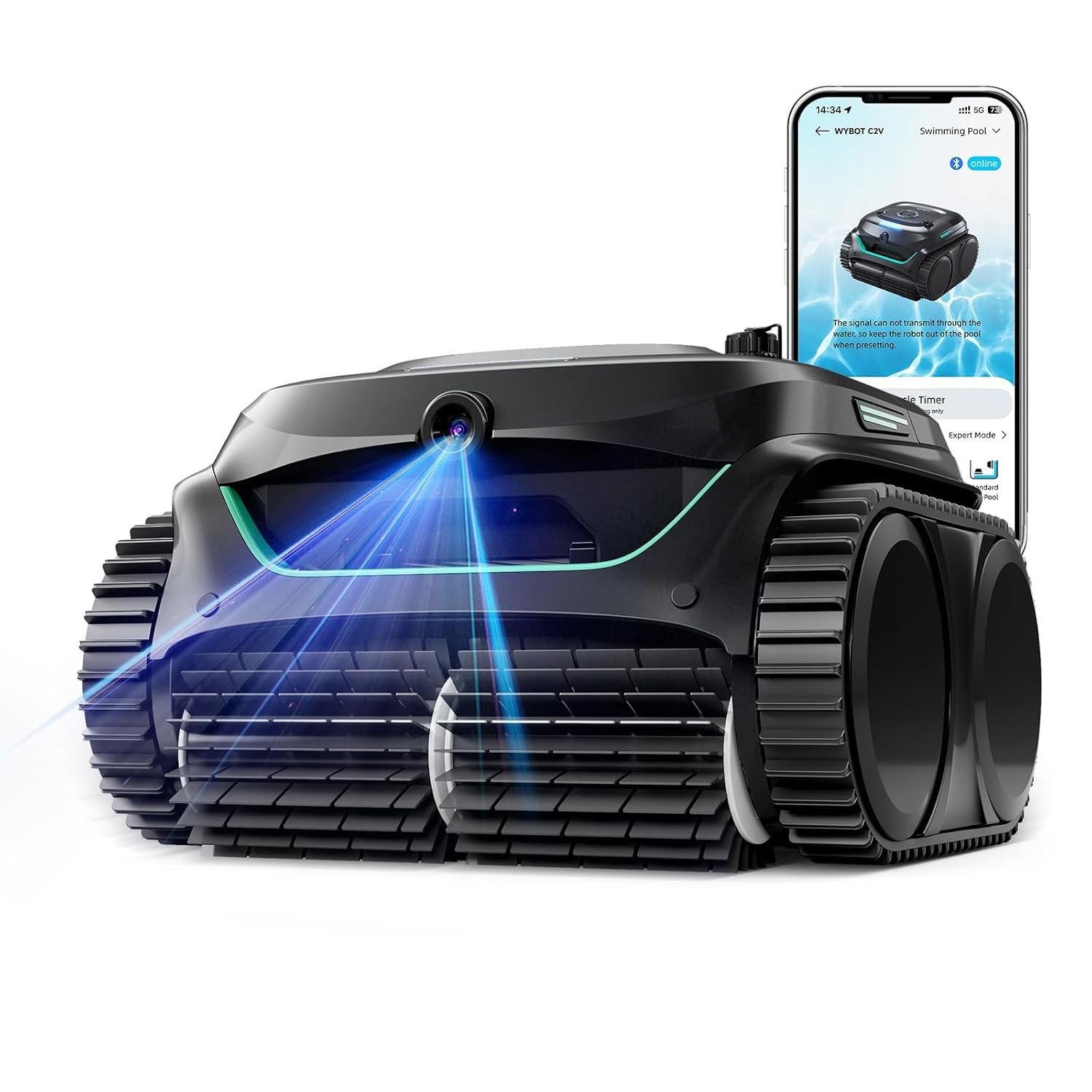 WYBOT C2 Vision AI Camera Cordless Pool Vacuum Robot for inground Pools, 8-in-1 Pool Cleaner, Ultra-
