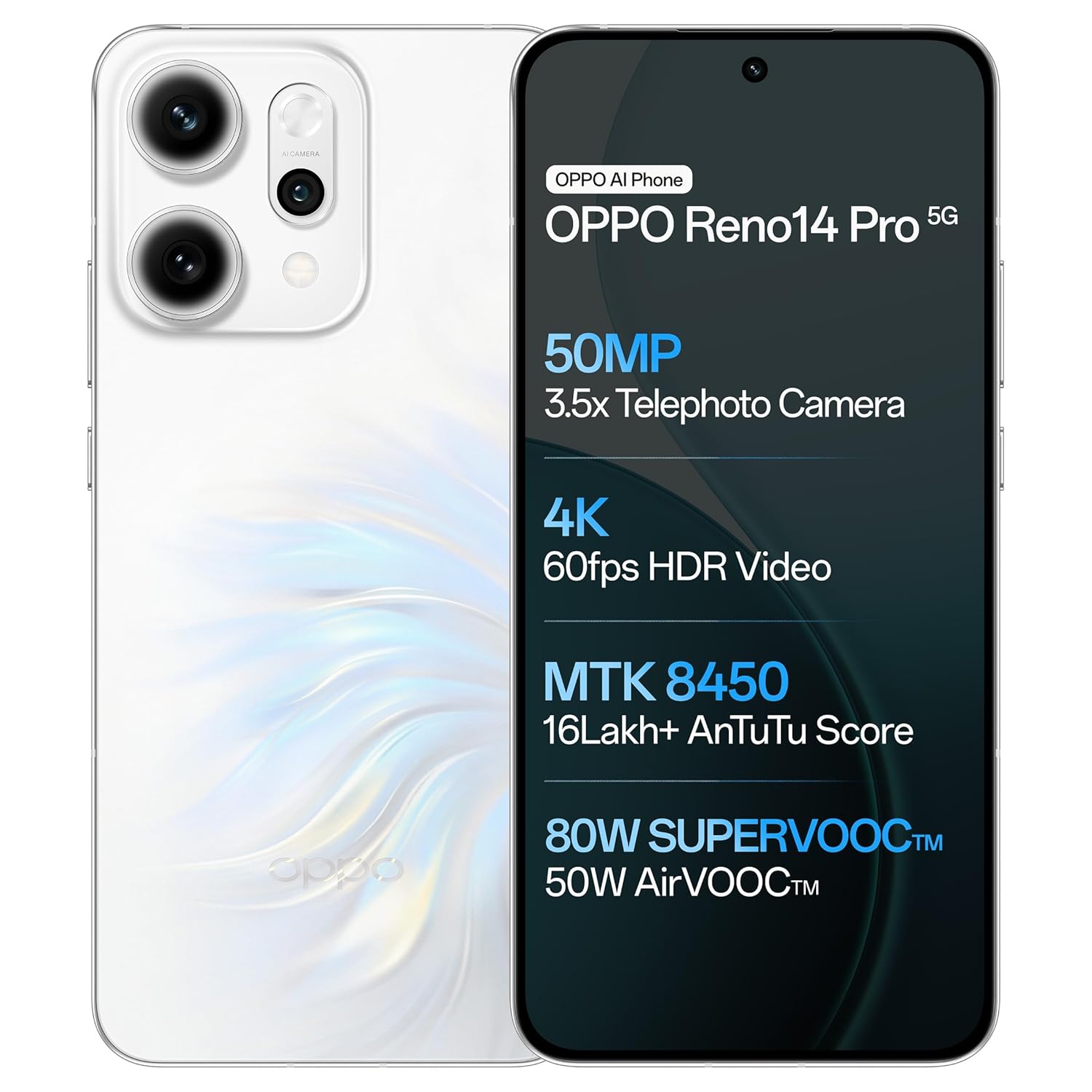 OPPO Reno14Pro 5G (Pearl White, 12GB RAM, 256GB Storage)