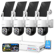XMARTO Night Color Wire-Free Solar Home Security Camera System with Pan Tilt and Zoom