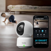 Qubo Smart 360° 3MP [2K] Wi-Fi Security Camera by Hero Group | Indoor CCTV Cam for Home | AI Person