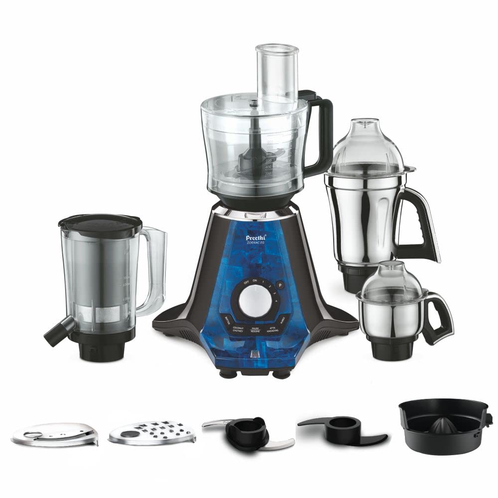 Preethi Zodiac 2.0 Mixer Grinder for Kitchen, 4 Jars 1000 Watt Mixie - 2 Stainless steel Jars, Super