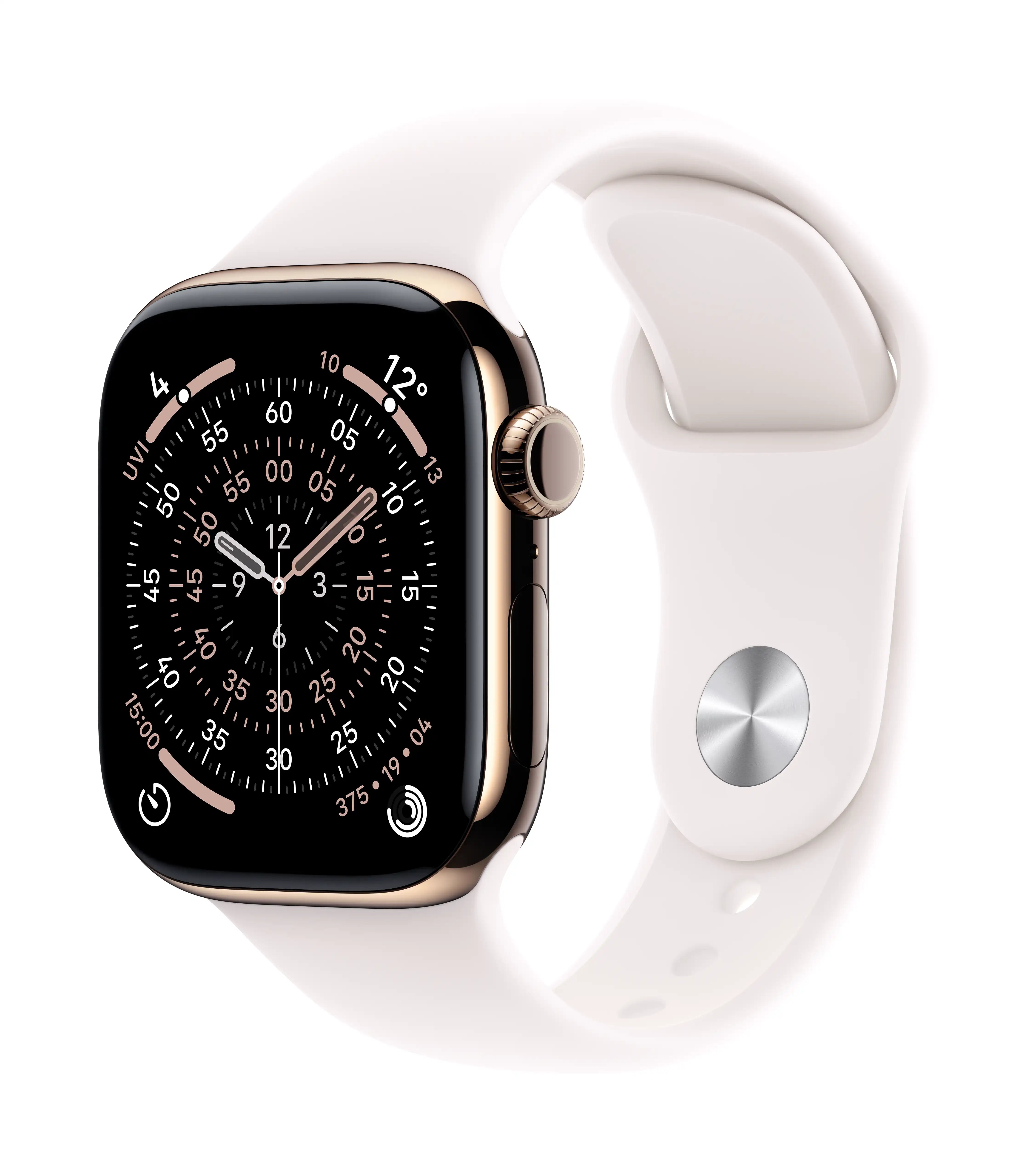 Apple Watch Series 11 Gold Titanium Case with Light Blush Sport Band GPS + Cellular 42mm S/M